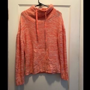 Orange Knit Turtleneck Sweater